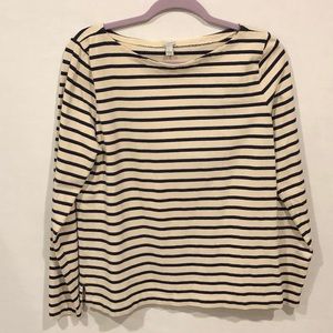 J Crew Navy & Cream Striped Long Sleeve Top - L